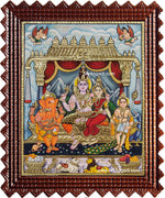 Siva Family Paarvathi Ganesh Murugan Tanjore Painting
