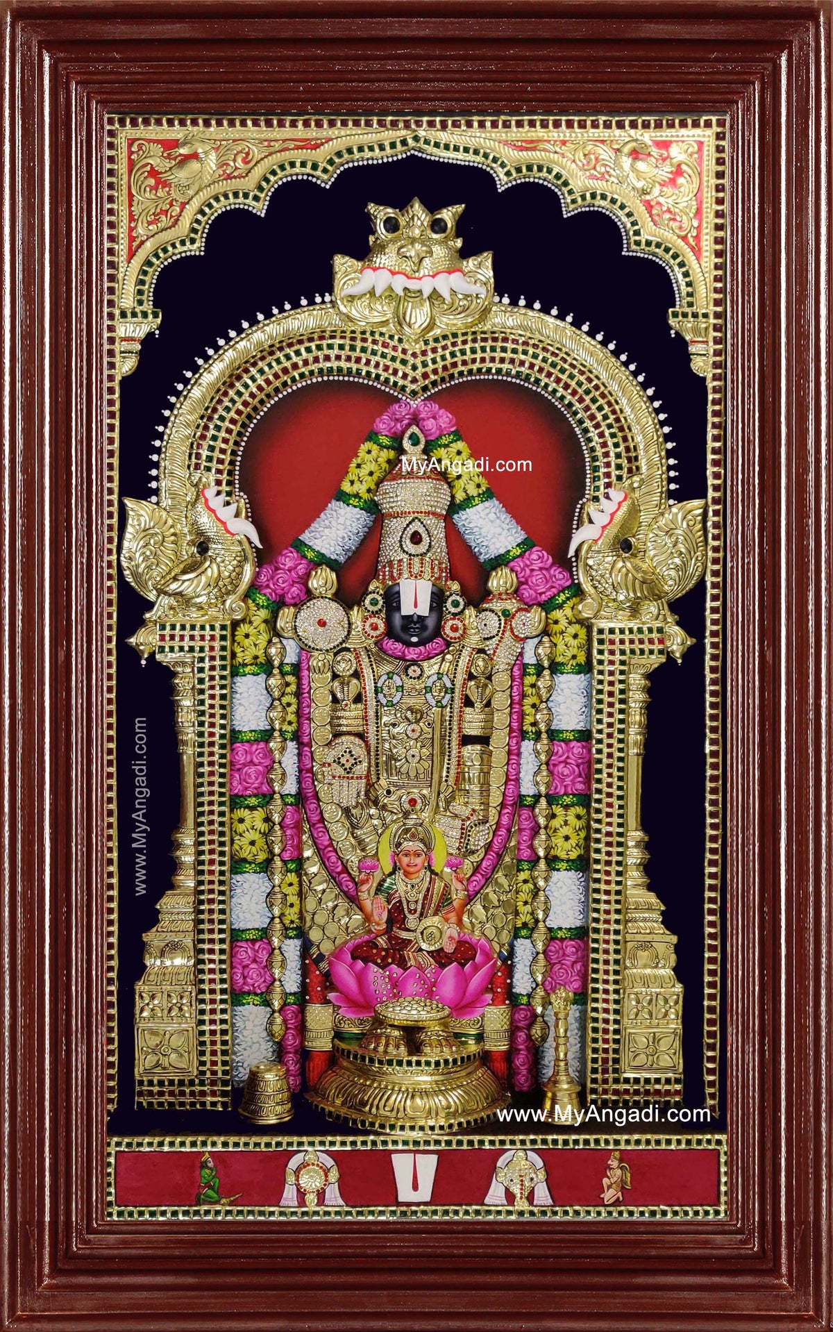 Tirupathi Balaji Lakshmi 3d Embossed Tanjore Painting