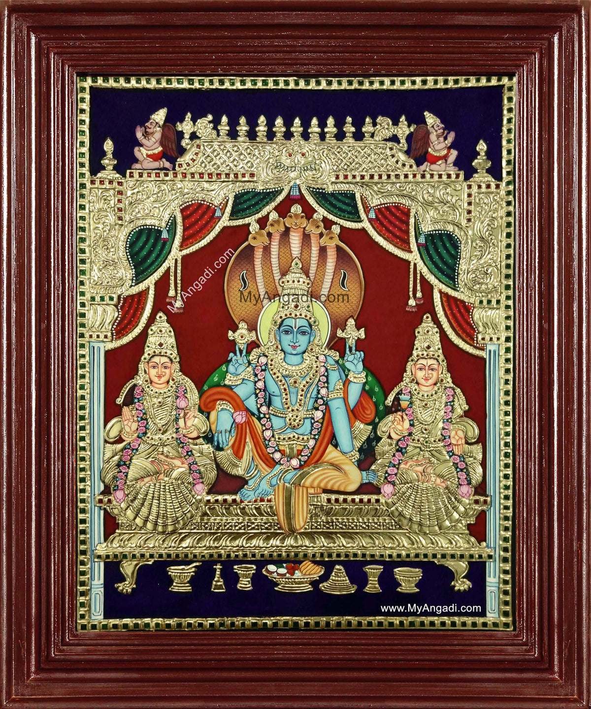Narayanan Sri Devi Bhu Devi Tanjore Painting