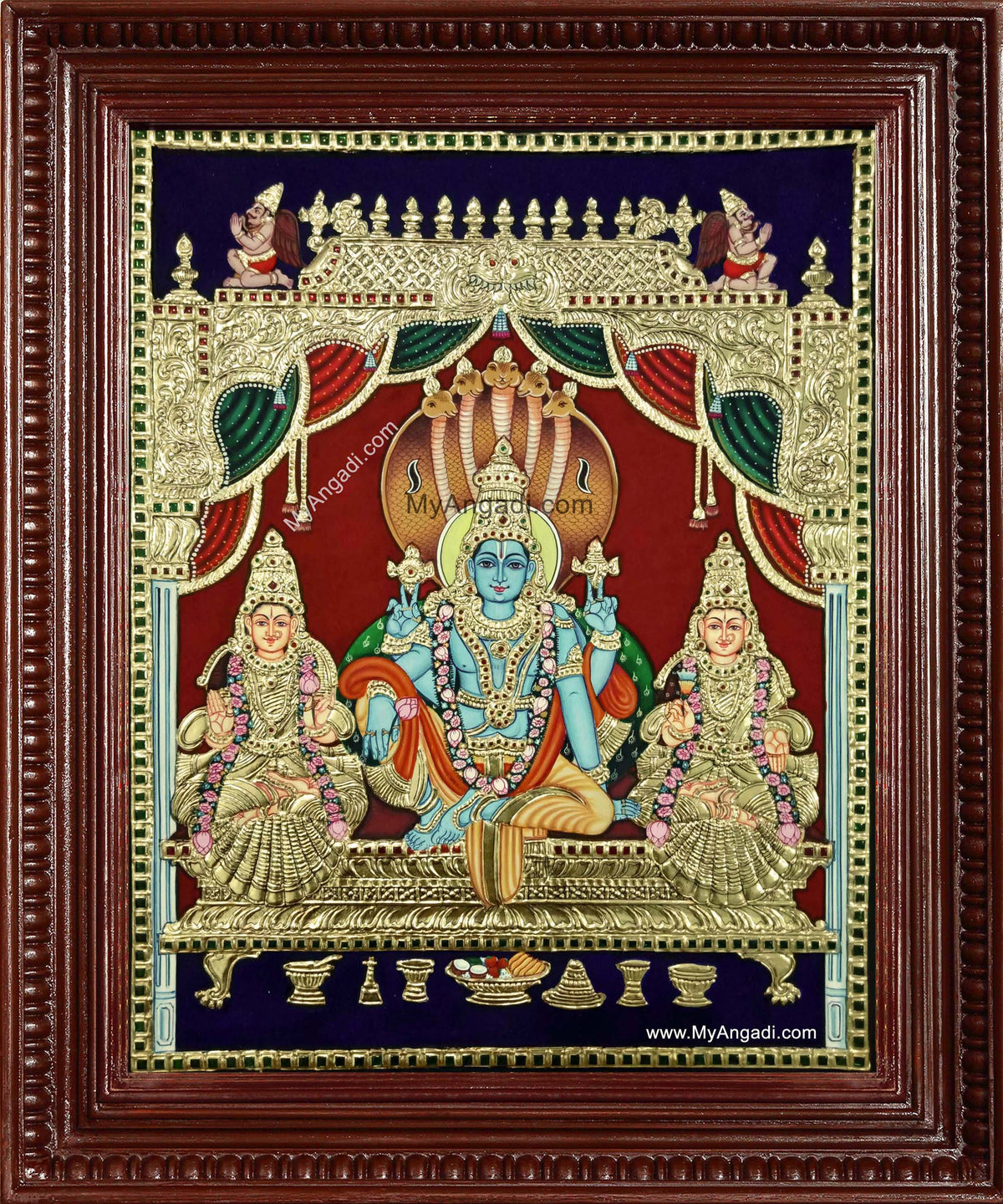 Narayanan Sri Devi Bhu Devi Tanjore Painting