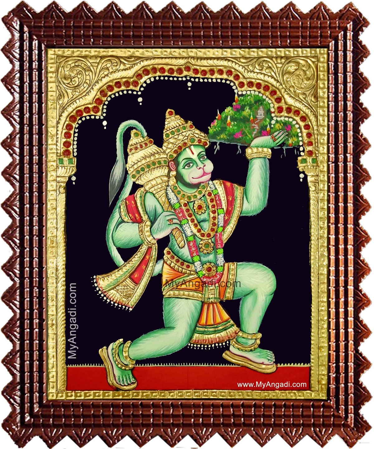 Anchaneya Sanjeevi Hills Tanjore Painting