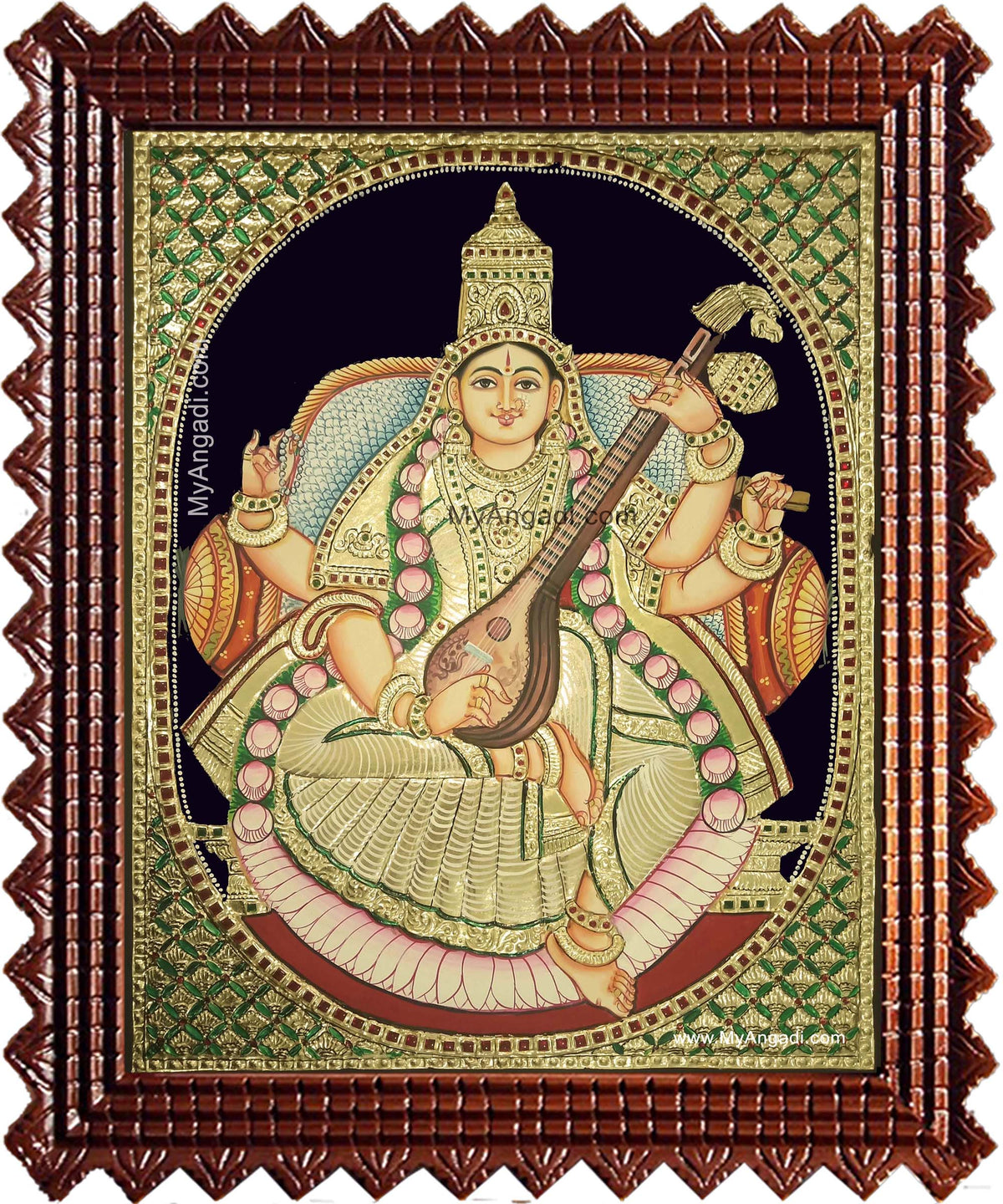 Saraswathi Devi Tanjore Painting