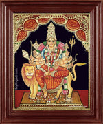 Simhavahini Durgai Amman Tanjore Painting