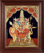 Simhavahini Durgai Amman Tanjore Painting