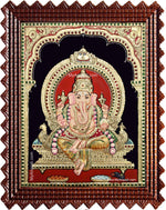 Shri Ganesh Semi Embossed Tanjore Painting