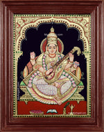Saraswathi Devi Semi Embossed Tanjore Painting