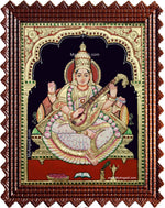 Saraswathi Devi Semi Embossed Tanjore Painting
