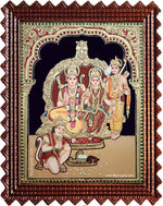 Shri Ramar Sita Devi Lakshmanan Hanuman Semi Embossed Tanjore Painting