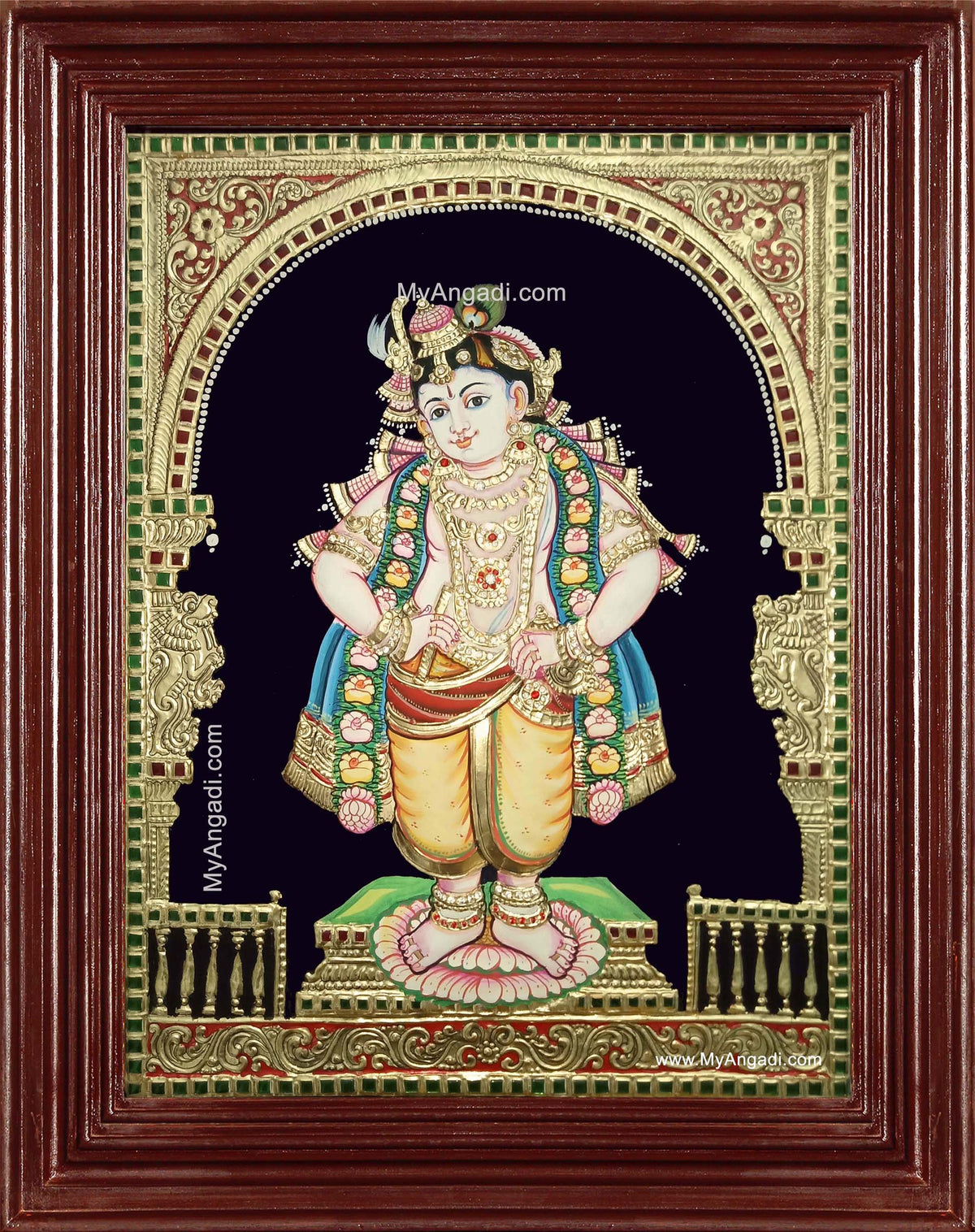 Mapillai Krishna Semi Embossed Tanjore Painting