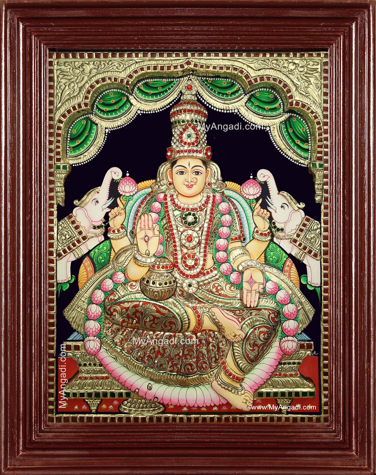 Gaja Lakshmi 3d Embossed Tanjore Painting