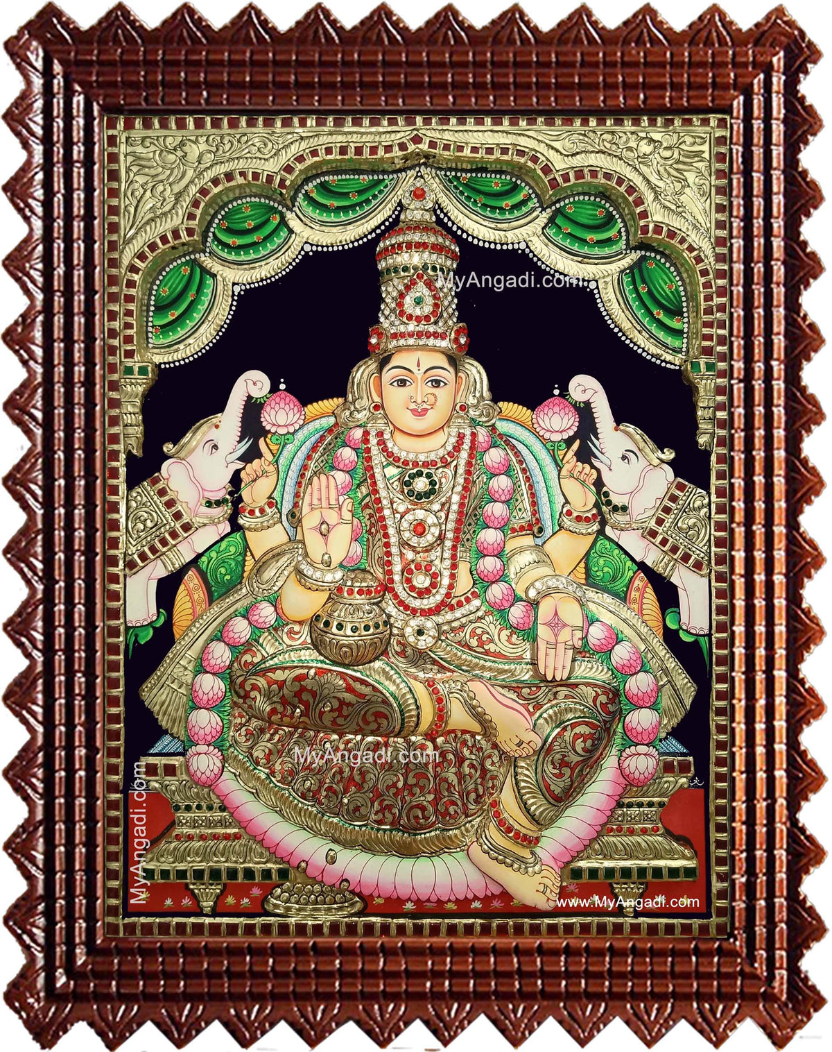 Gaja Lakshmi 3d Embossed Tanjore Painting