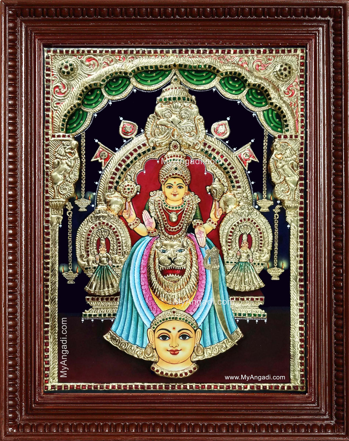 Kollur Mookambika Devi 3d Embossed Tanjore Painting
