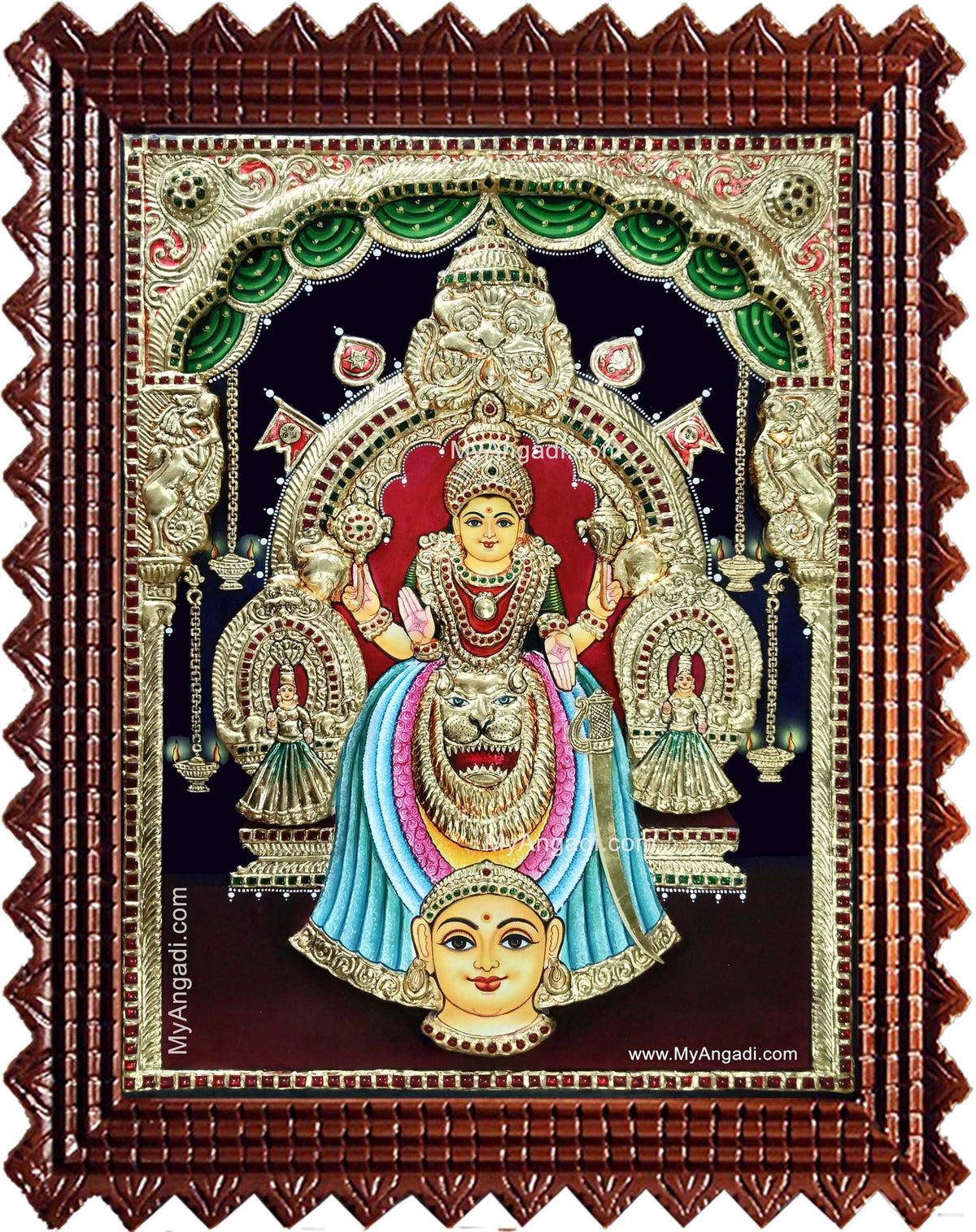 Kollur Mookambika Devi 3d Embossed Tanjore Painting