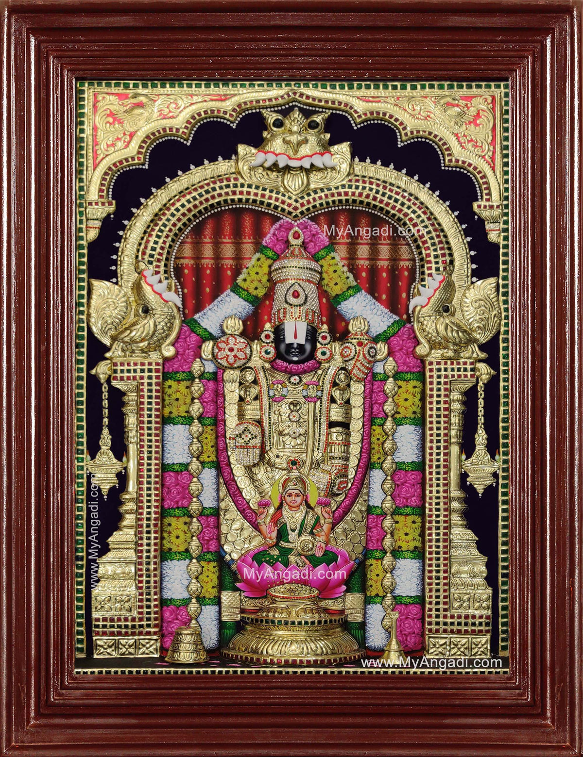 Thirupathi Balaji Perumal Lakshmi 3d Embossed Tanjore Painting