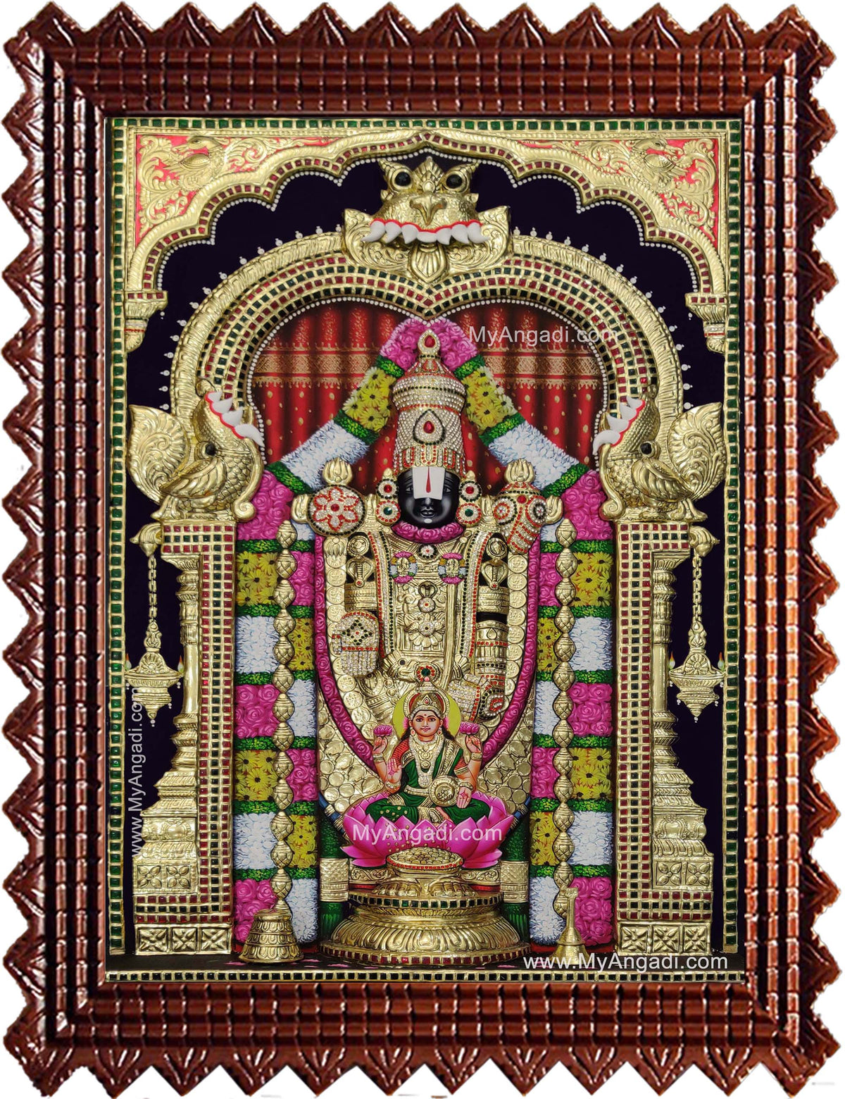 Thirupathi Balaji Perumal Lakshmi 3d Embossed Tanjore Painting