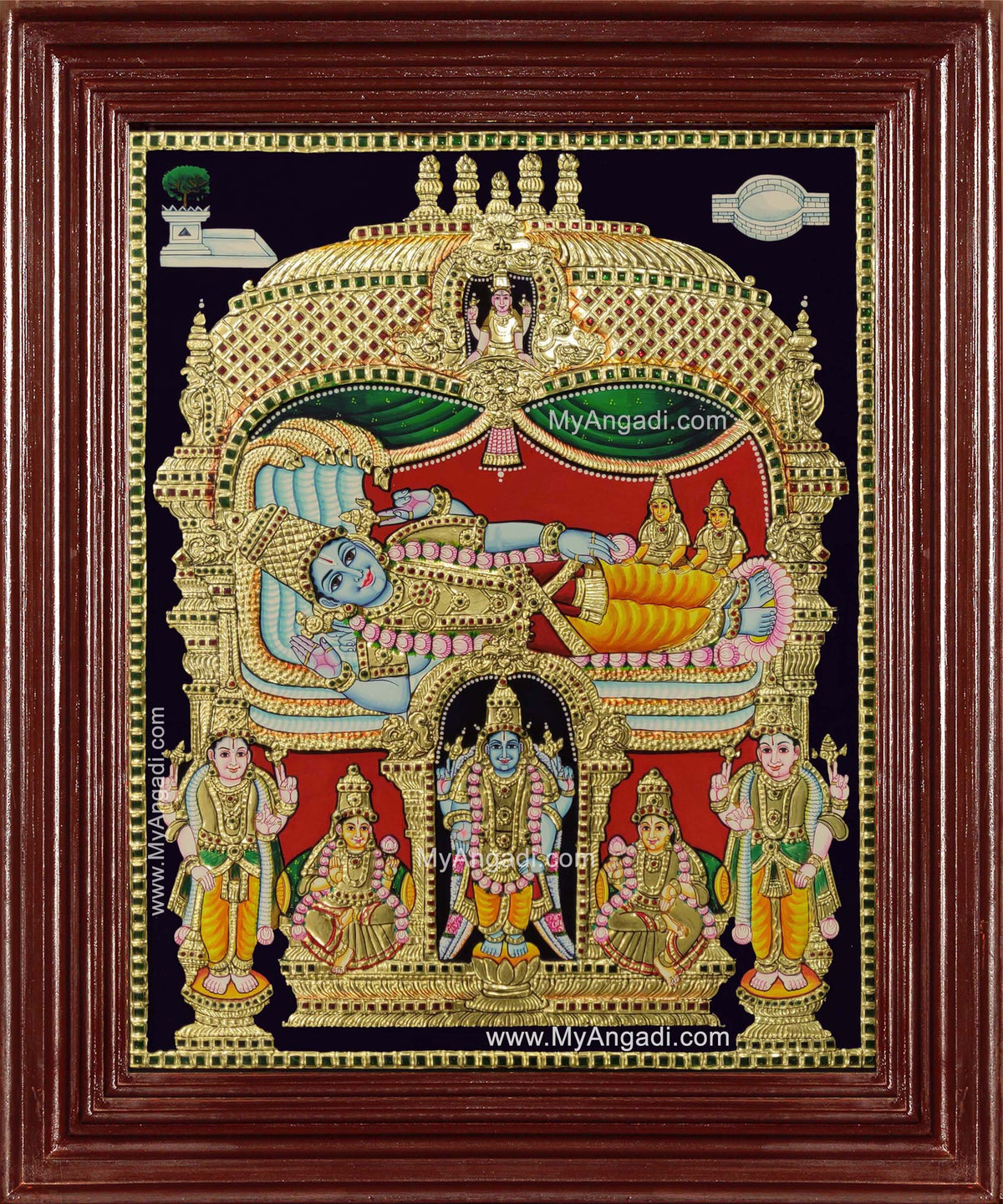 Ranganathar Sri Devi Bhu Devi Tanjore Painting