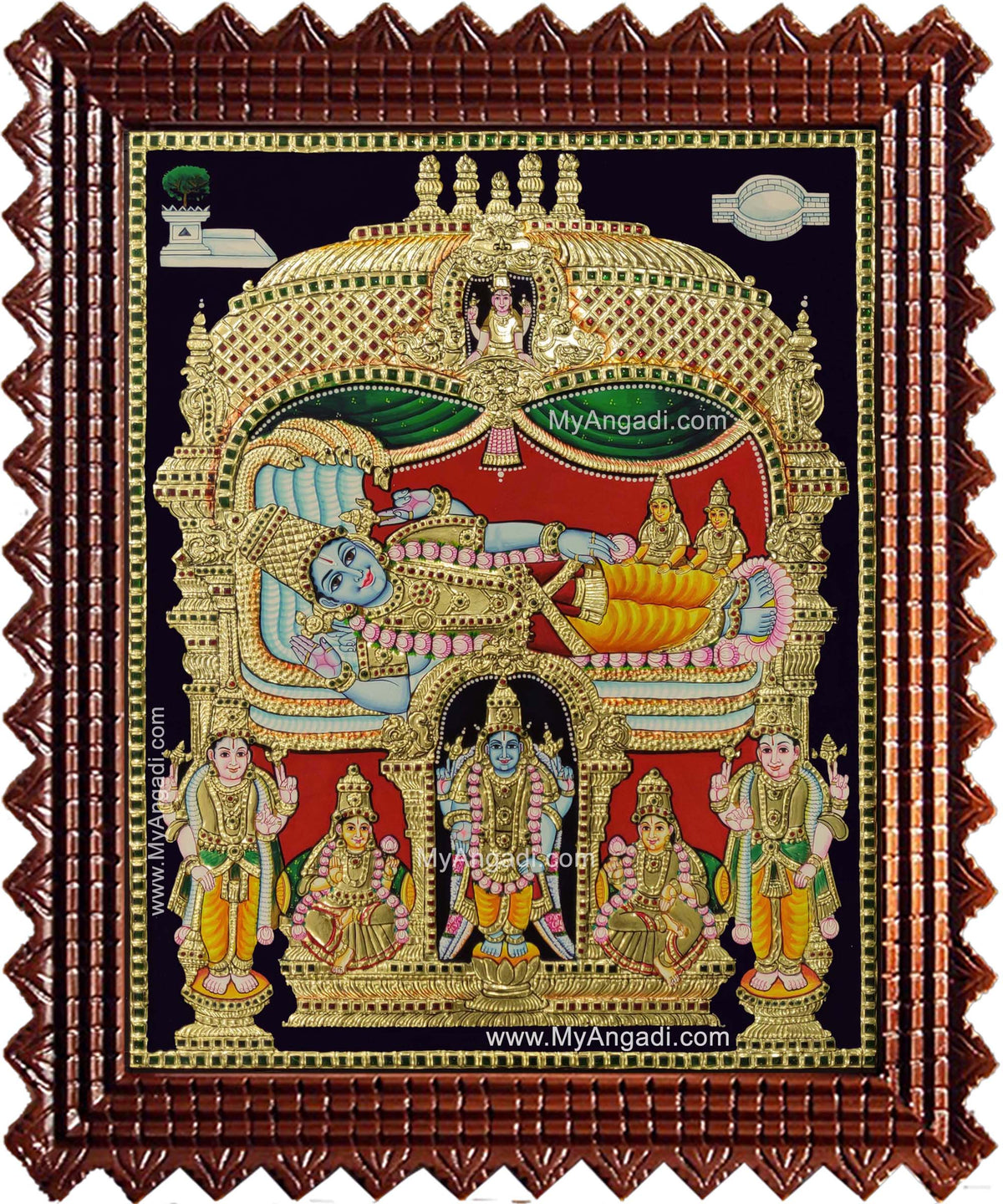 Ranganathar Sri Devi Bhu Devi Tanjore Painting