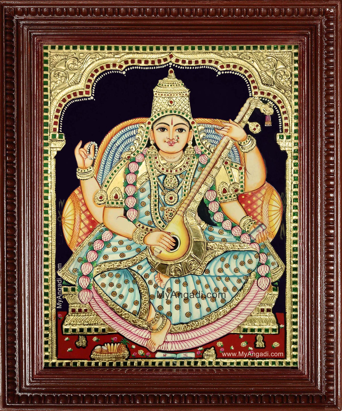 Saraswathi Devi Tanjore Painting