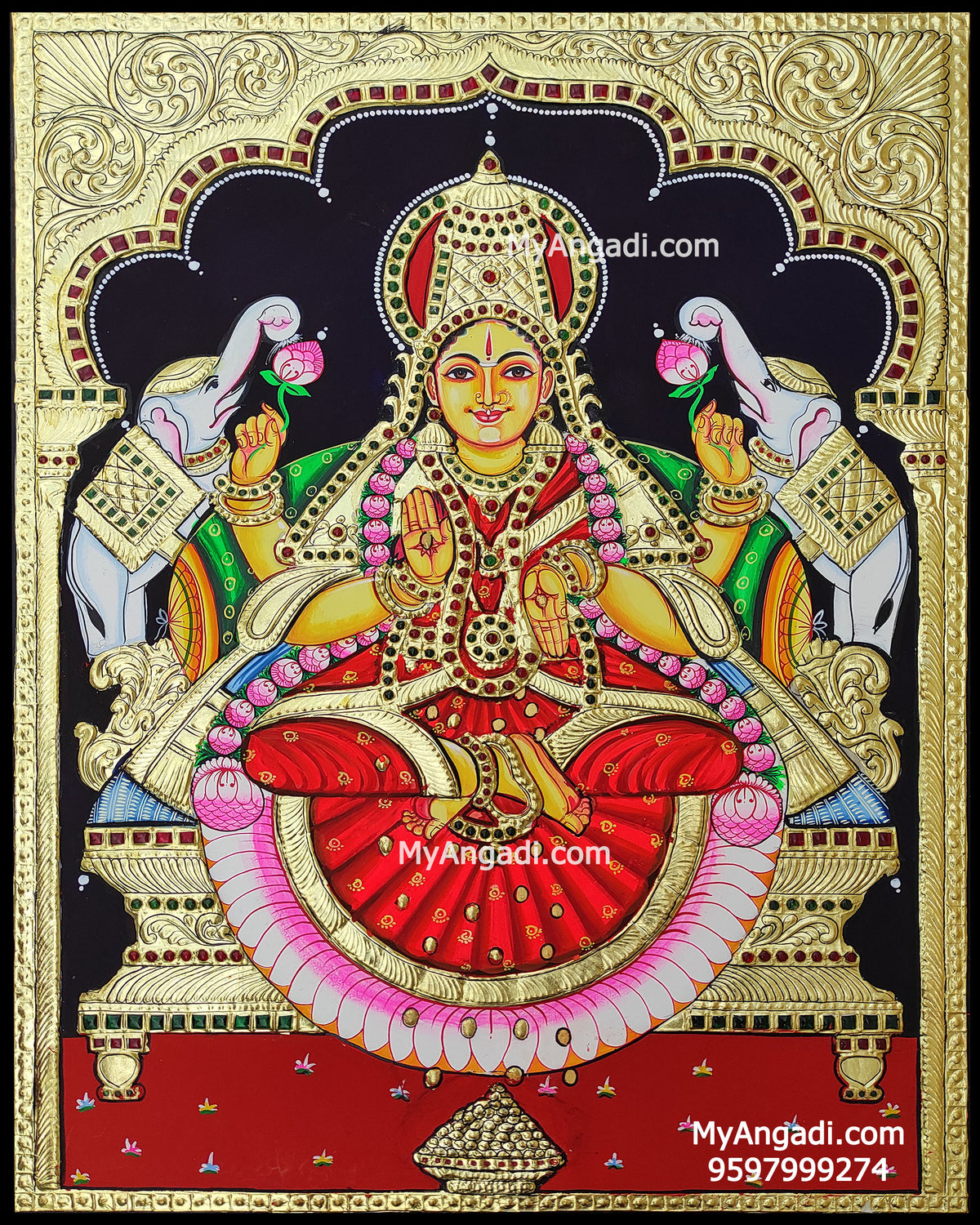Gaja Lakshmi Tanjore Painting
