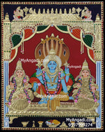 Vishnu Sri Devi Bhoo Devi Tanjore Painting