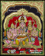 Shiva Family Paarvathi Ganesh Murugan Tanjore Painting
