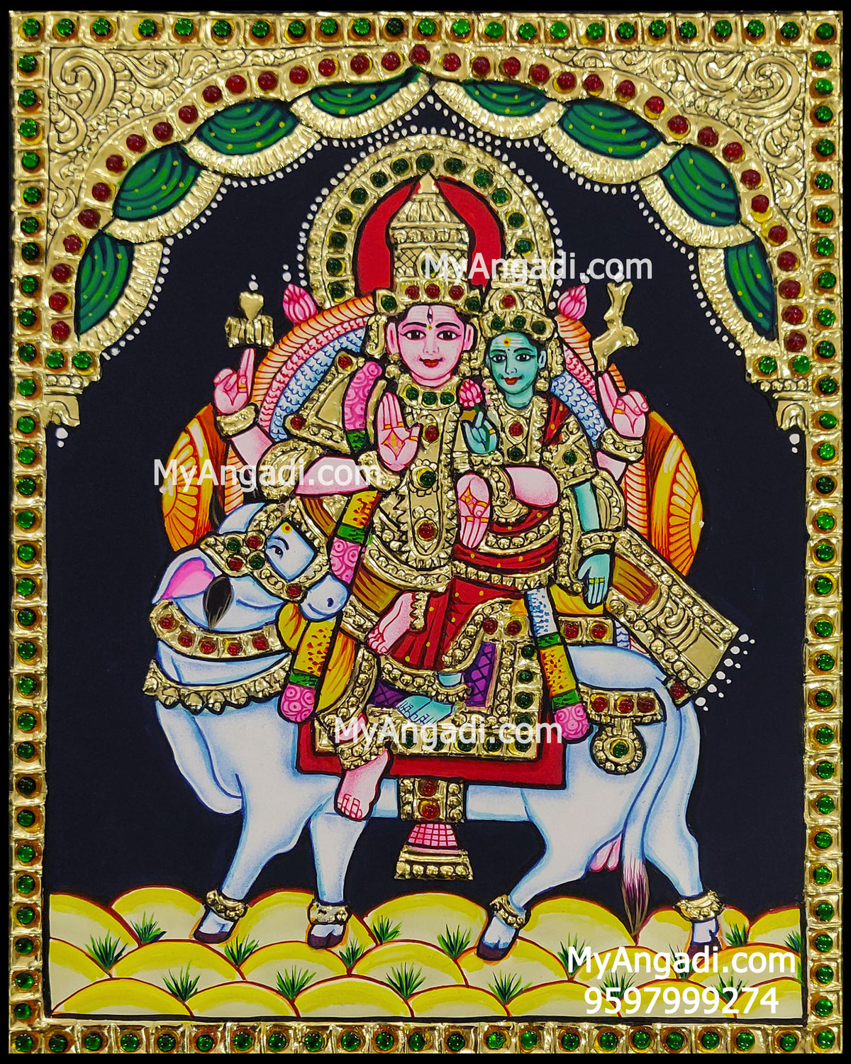 Pradosha Sivan Paravathi Tanjore Painting