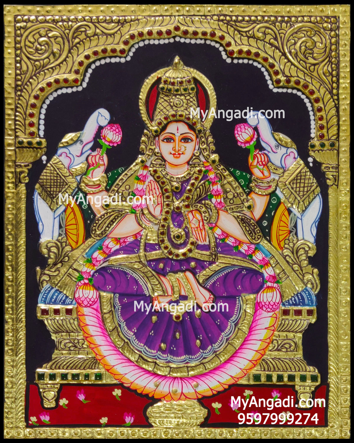 Gaja Lakshmi Tanjore Painting