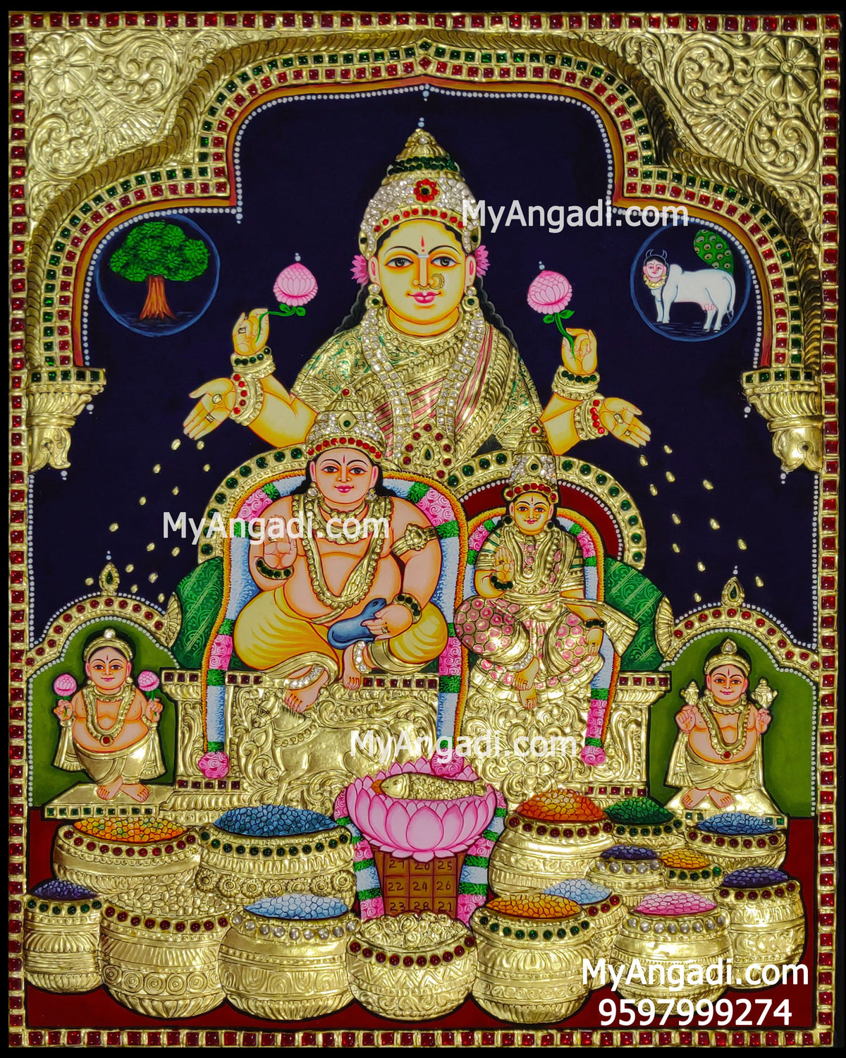 3D Kubera Lakshmi Tanjore Painting