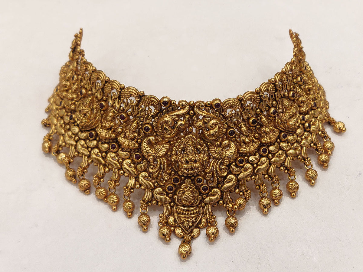 Kanakdharaa - Pure Silver Choker Necklace with Gold Polish