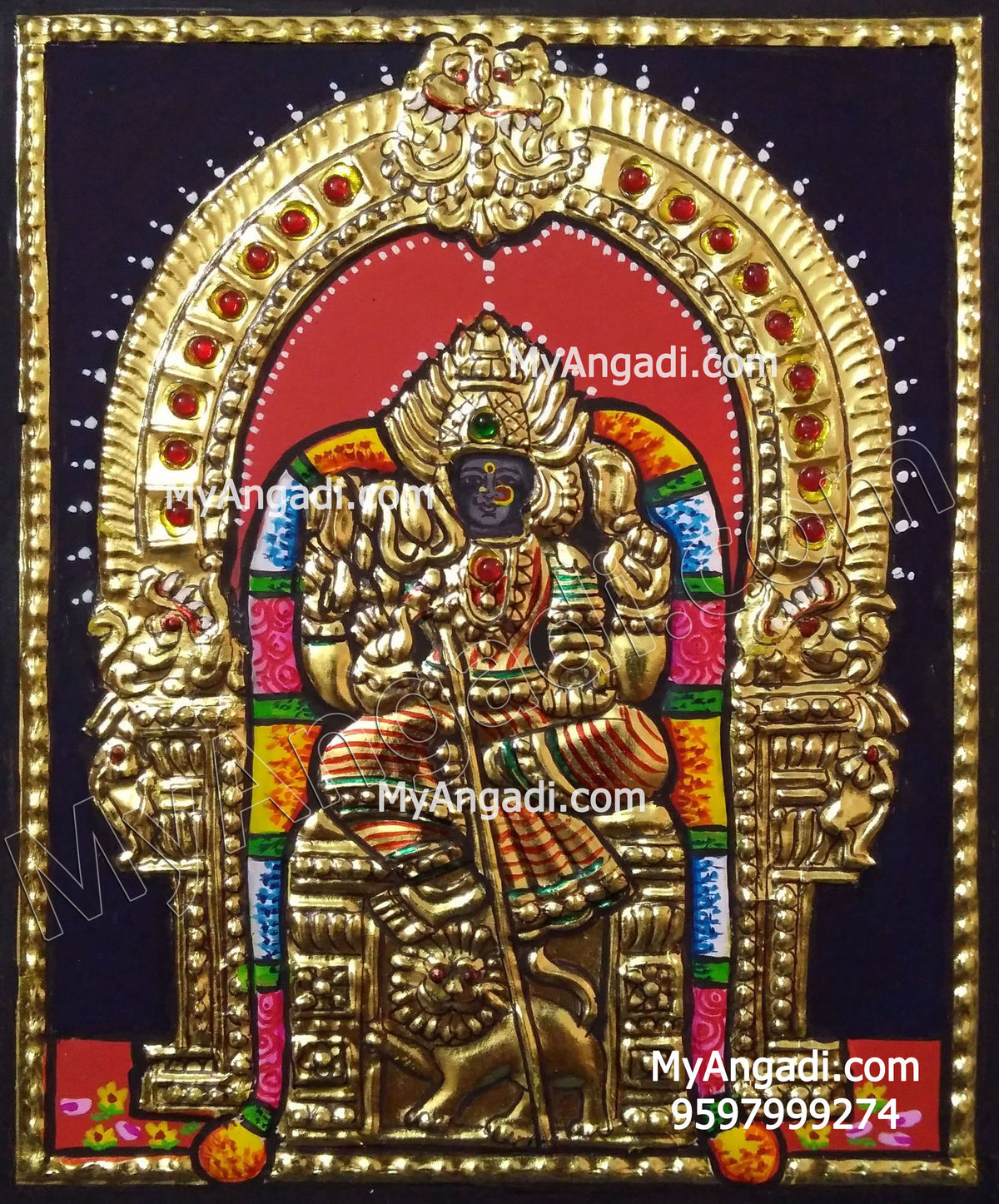 Simha Durgai Tanjore Painting