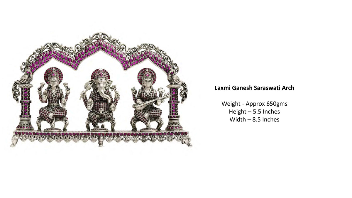 Ganesha Lakshmi Saraswathi Silver Idol