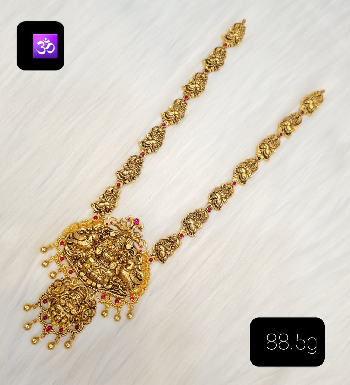 Kanakdharaa - Pure Silver Haram with Gold Polish