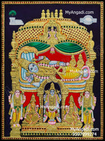 Ranganathar with Sri Devi and Bhu Devi Tanjore Painting