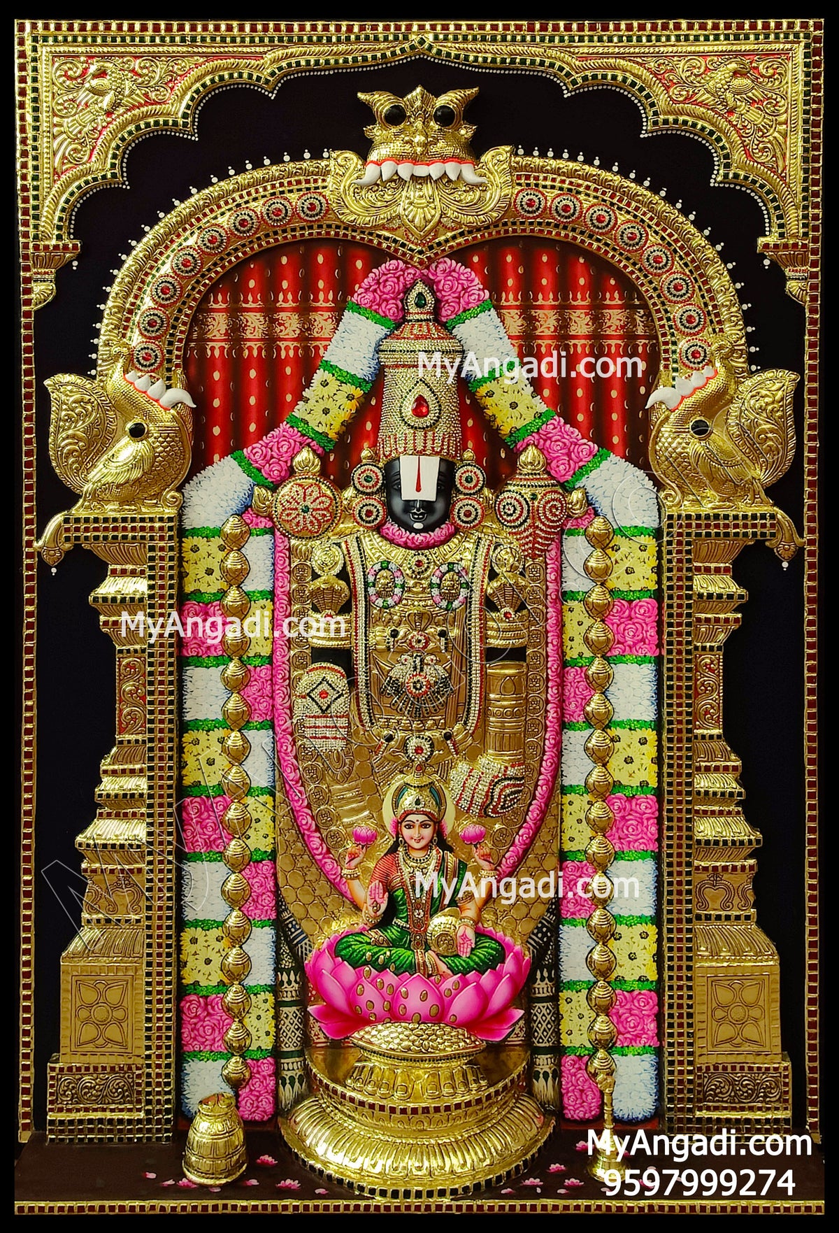 3D Balaji Lakshmi Tanjore Painting