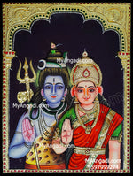 3D Shivan Parvathi Tanjore Painting