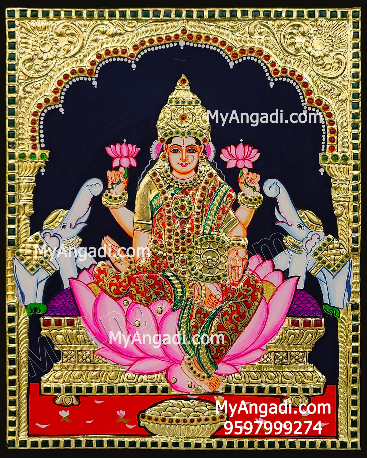 Gajalakshmi Tanjore Painting