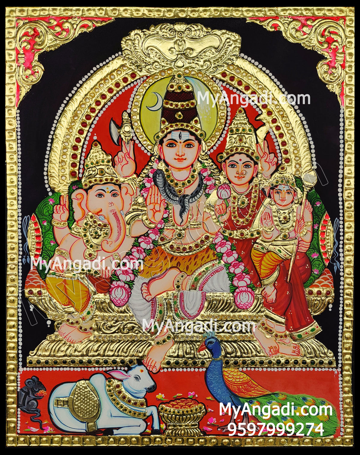 Shivan Family Tanjore Painting