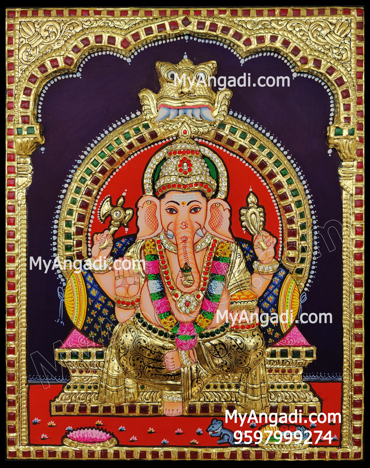 3D Ganesha Tanjore Painting