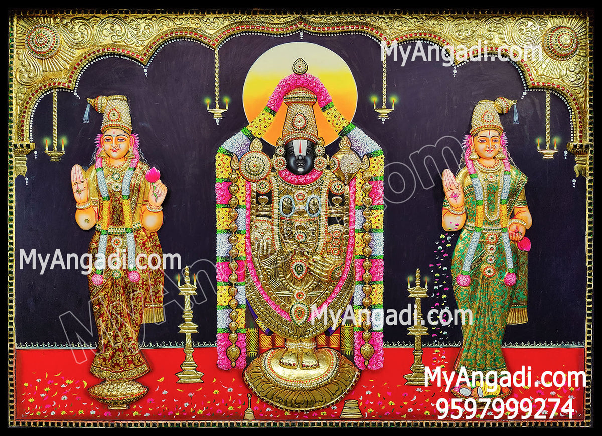 3D Balaji Sridevi bhoodevi Tanjore painting