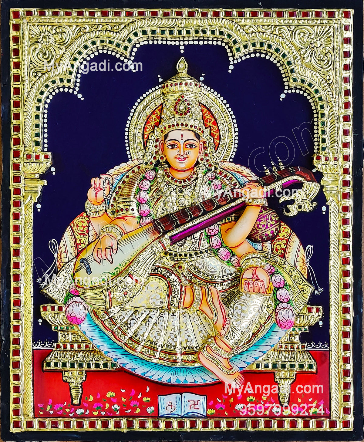 Saraswathi3D Tanjore Painting
