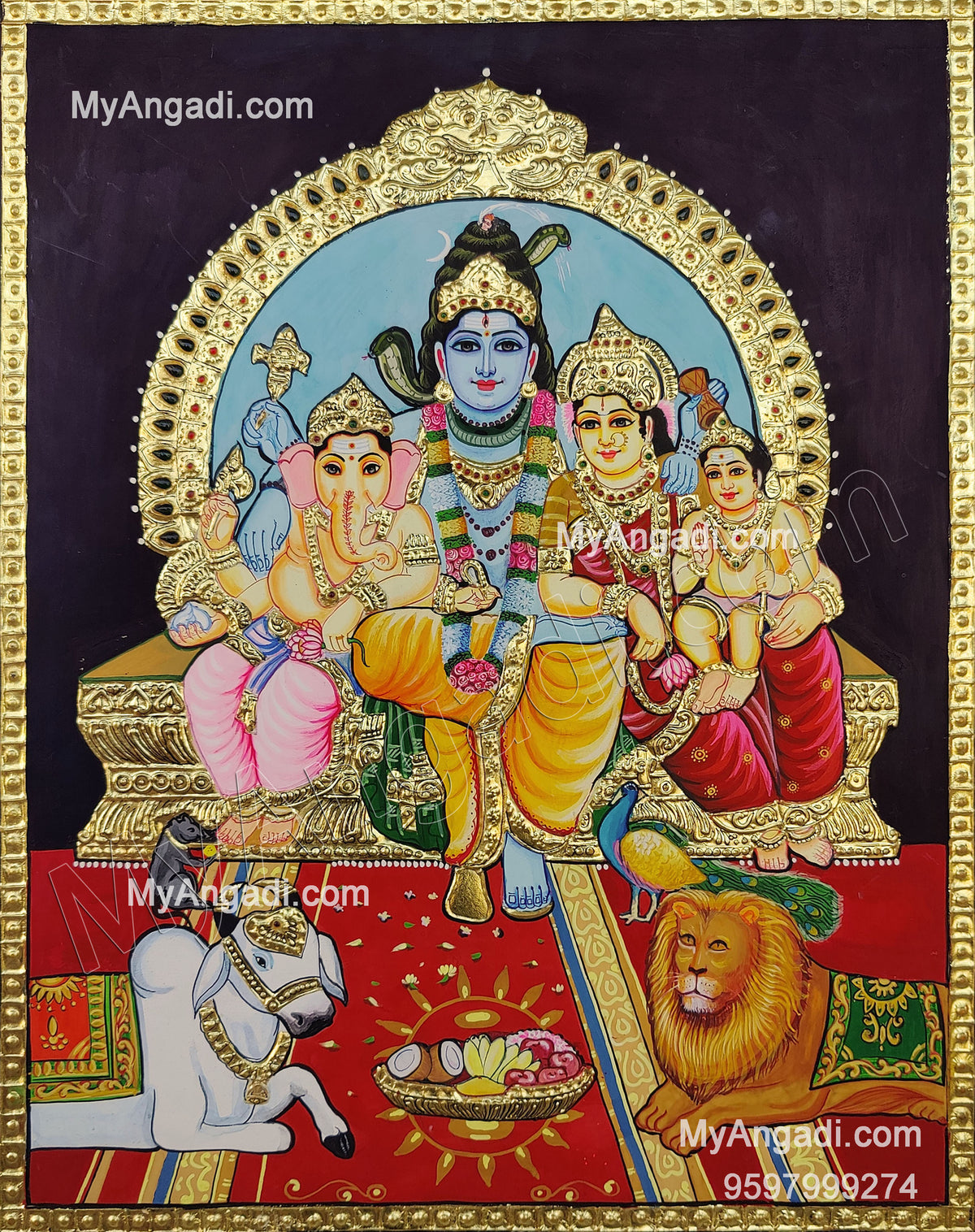 Siva Kudumbam Tanjore Painting