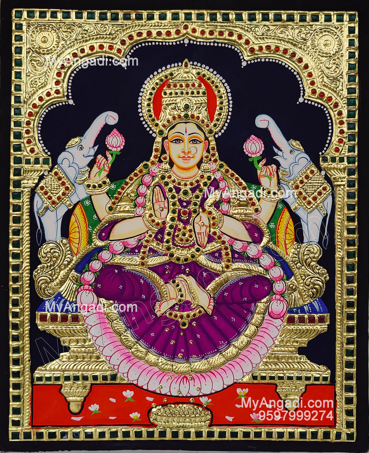 Gajalakshmi Tanjore Painting
