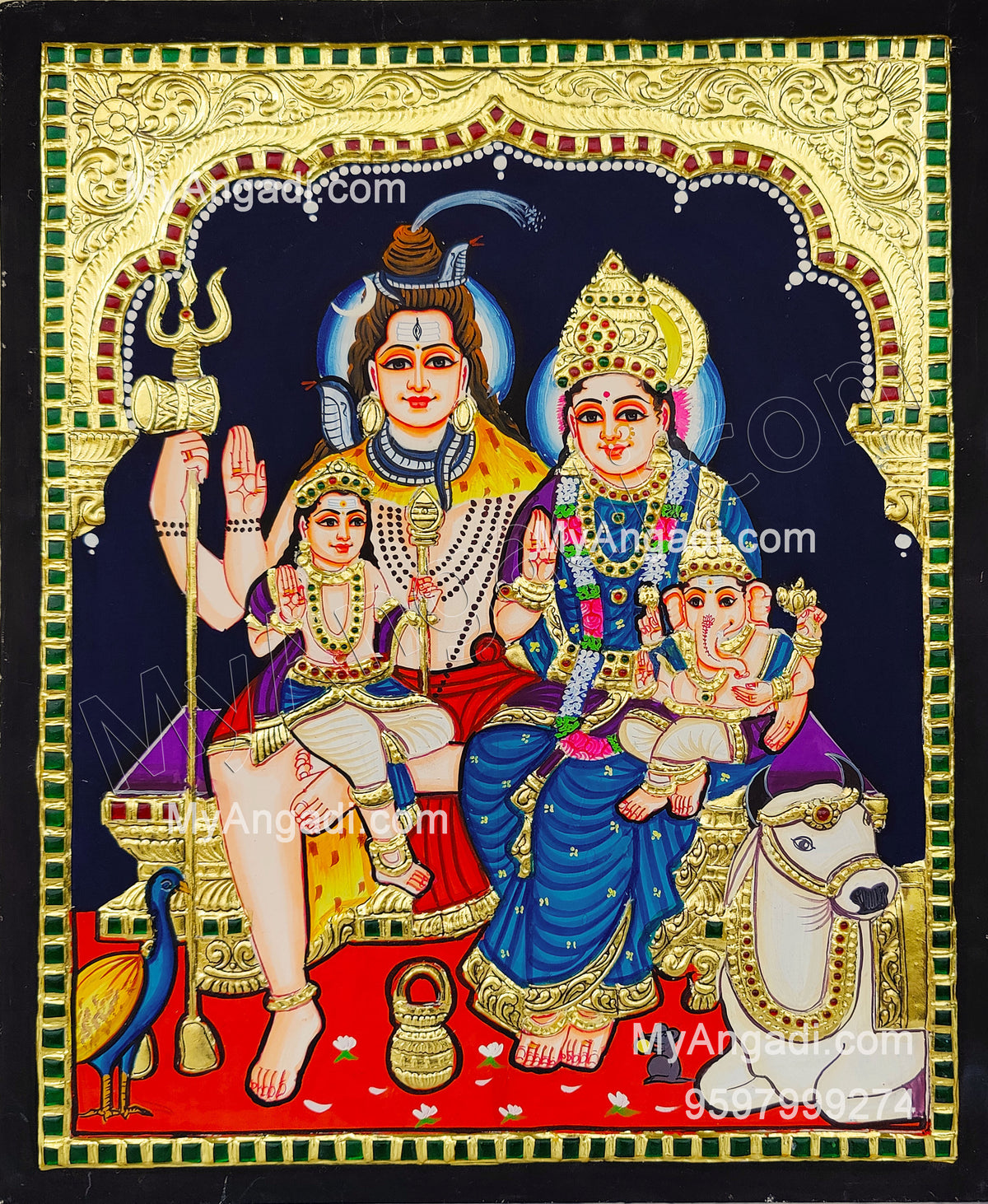 Shivan Family Tanjore Painting