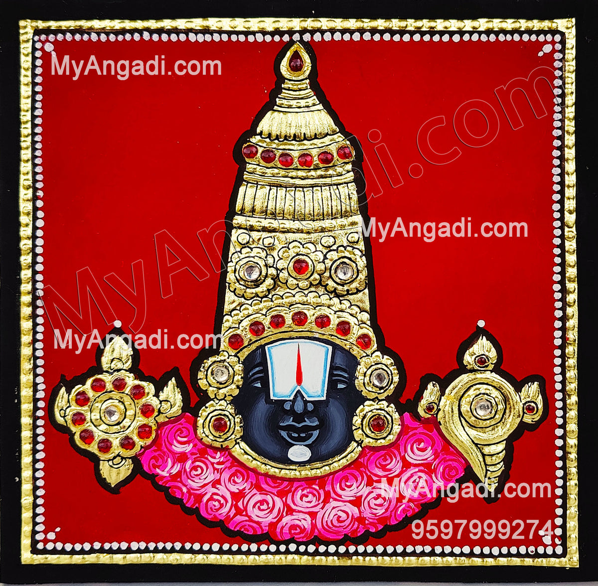 Balaji Face Tanjore Painting