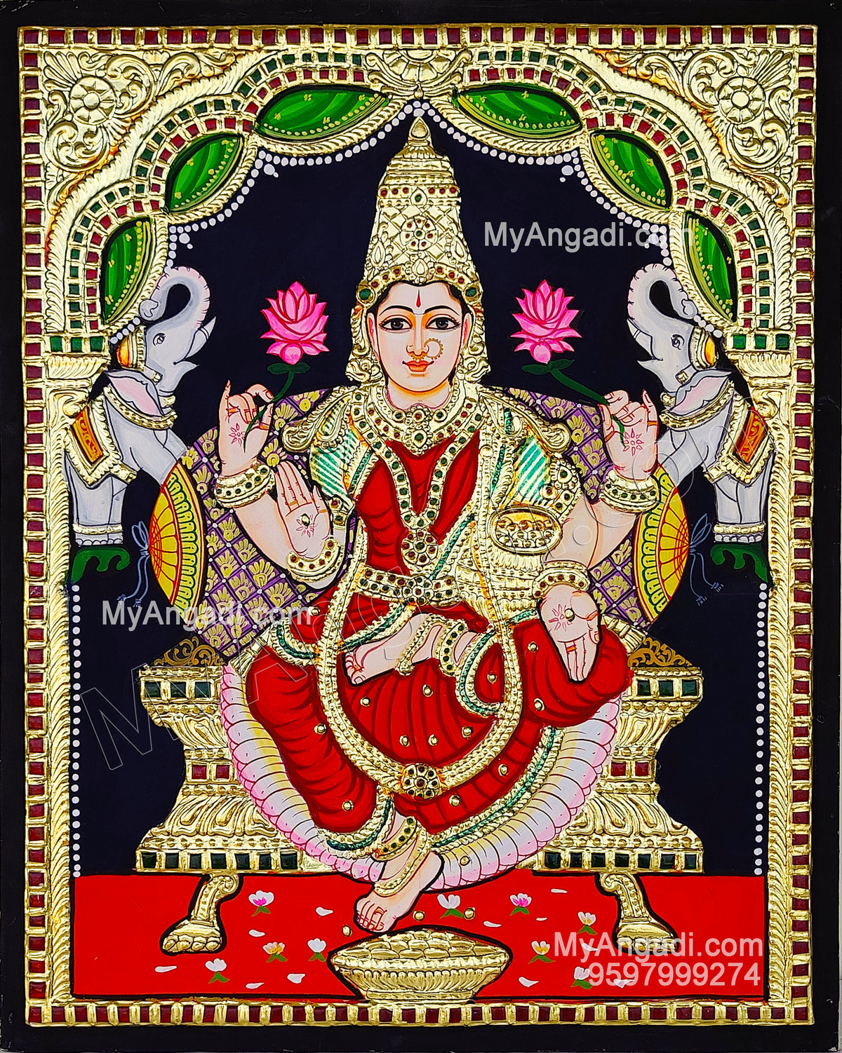 Gajalakshmi Tanjore Painting