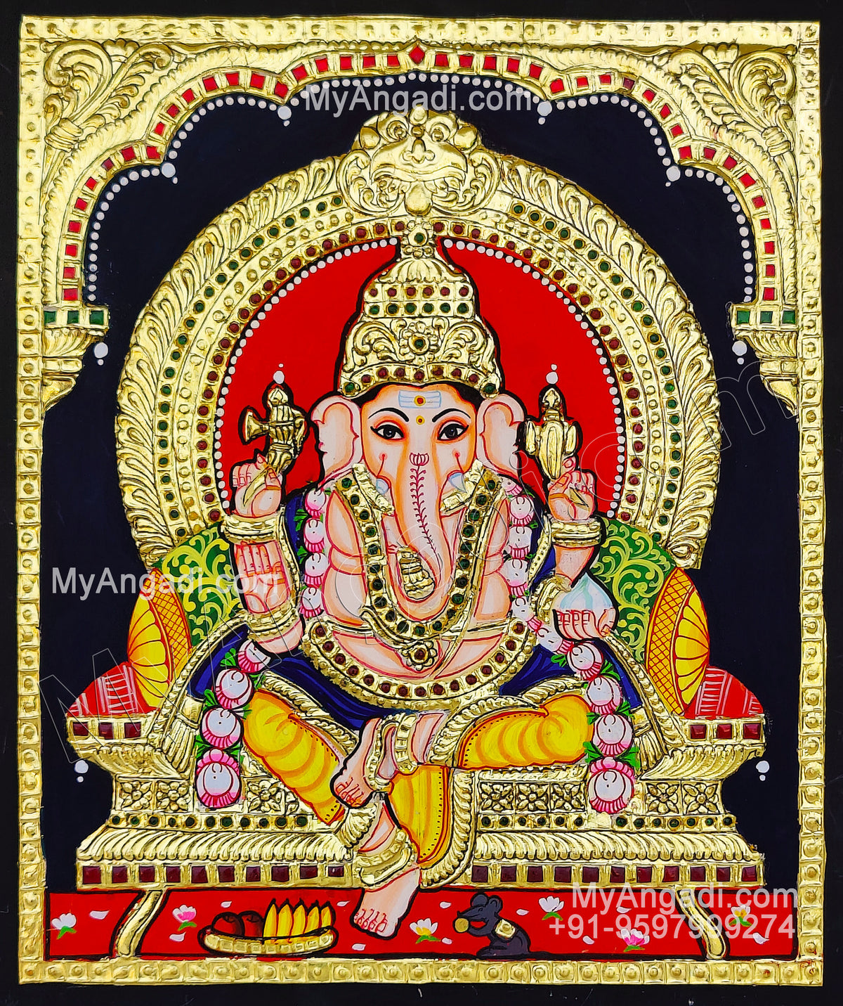 5 Set Ganesha Murugan Balaji Lakshmi Saraswathi Tanjore painting