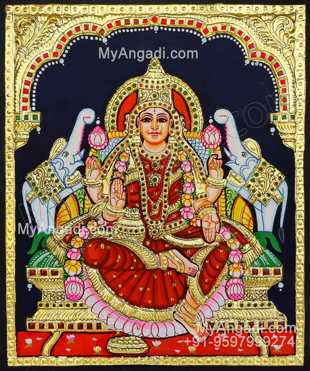 5 Set Ganesha Murugan Balaji Lakshmi Saraswathi Tanjore painting