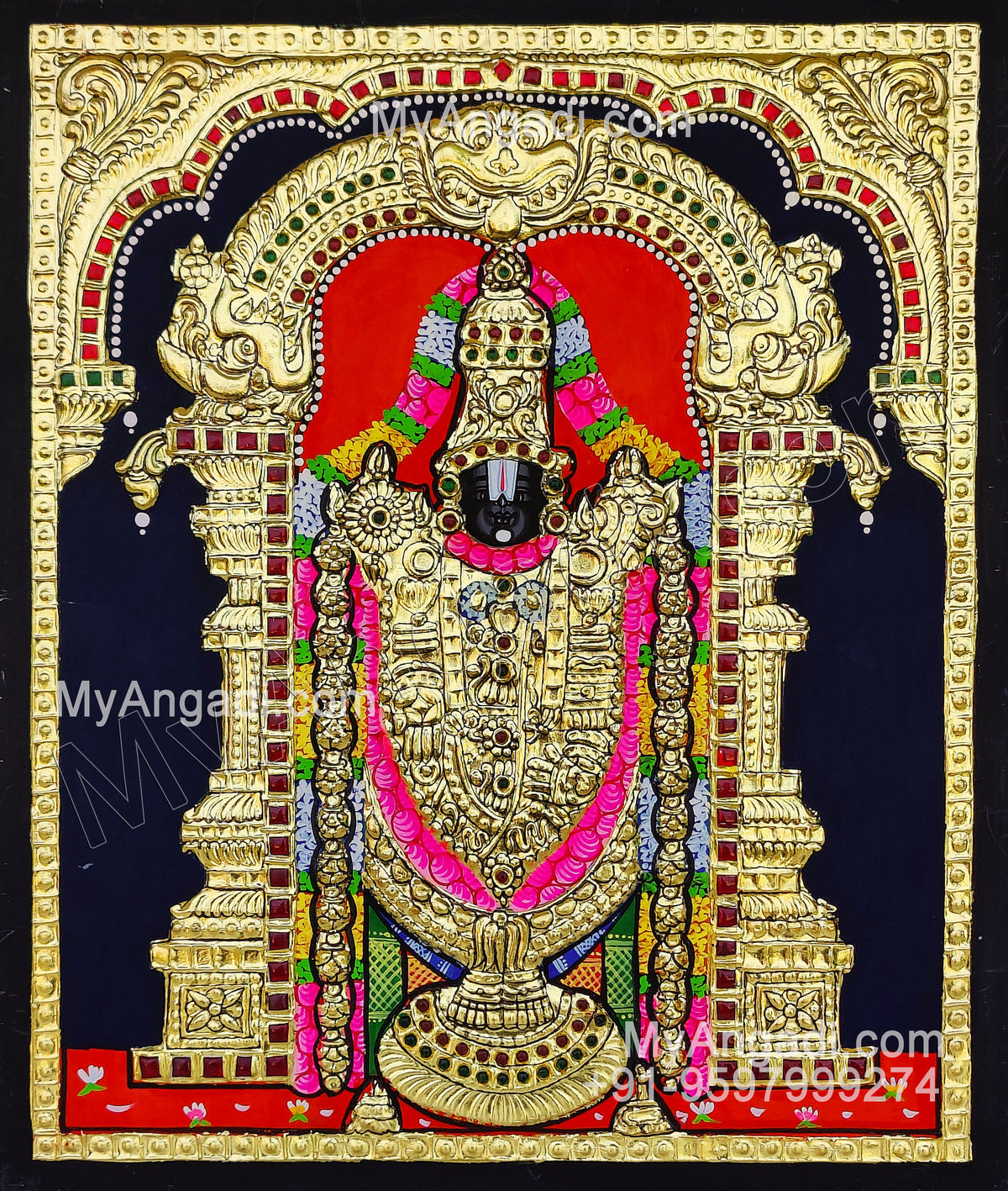5 Set Ganesha Murugan Balaji Lakshmi Saraswathi Tanjore painting