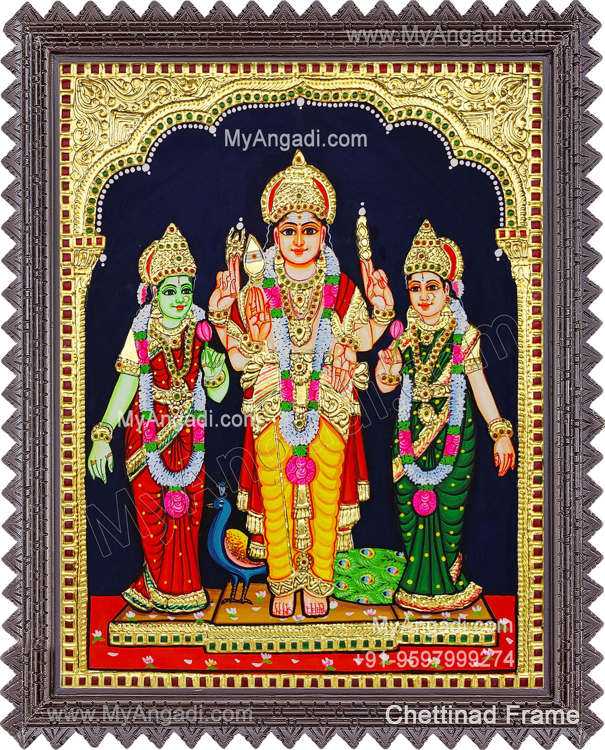 Murugan Valli Deivanai Tanjore Painting