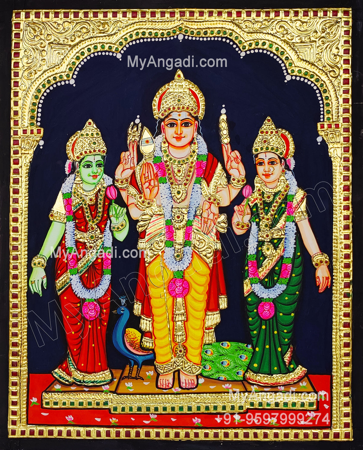 Murugan Valli Deivanai Tanjore Painting